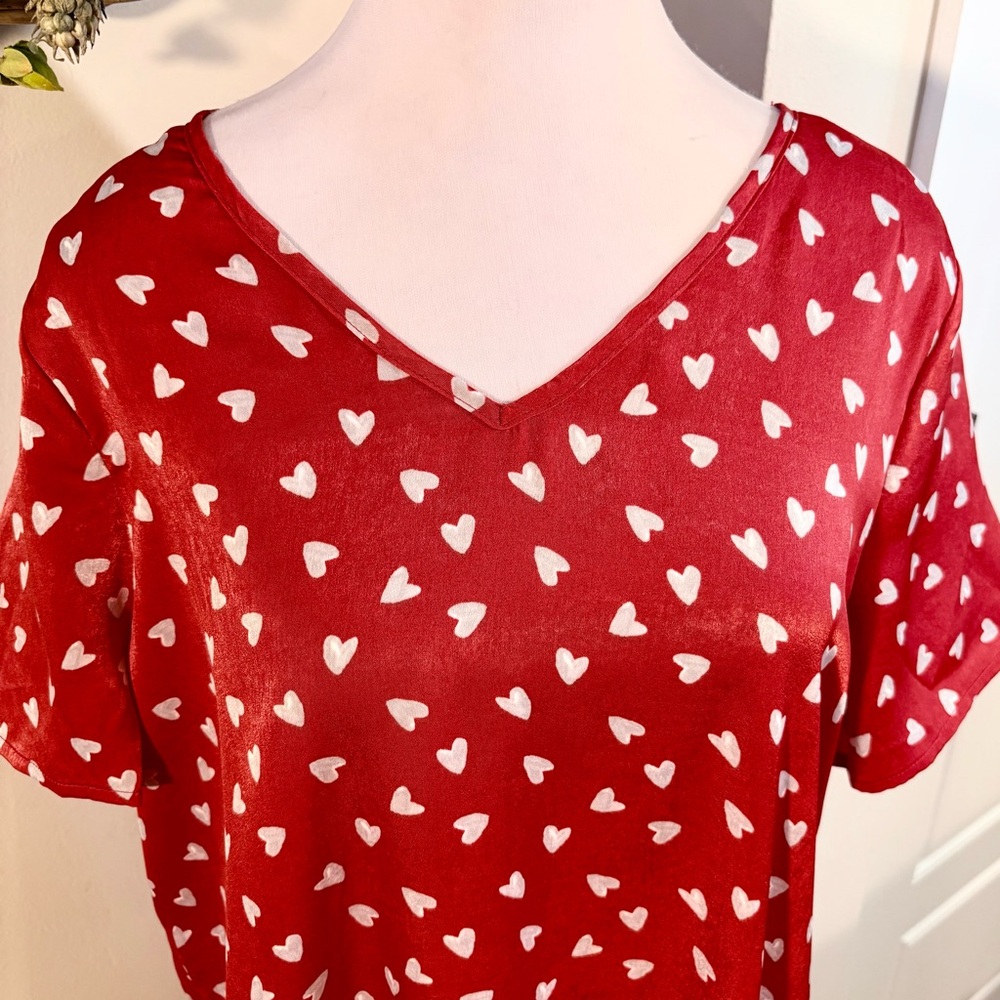 NWT BOBEAU SLEEPWEAR Red Heart Sleep Dress Womens Sz Medium🧡 - Picture 2 of 9